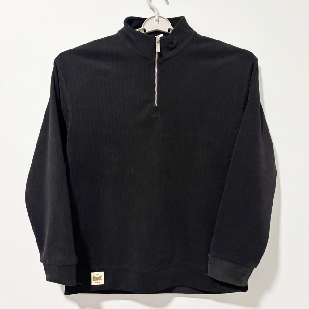 Zara Quarter Zip‎ Sweatshirt Mens Size XXL Black Minimalist Smart Casual Basic